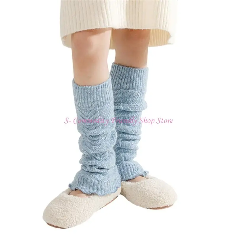 85AE Calentadores piernas suaves Decoración brillante Calcetines elásticos estilo apilado para niñas brillantes - imagen 2