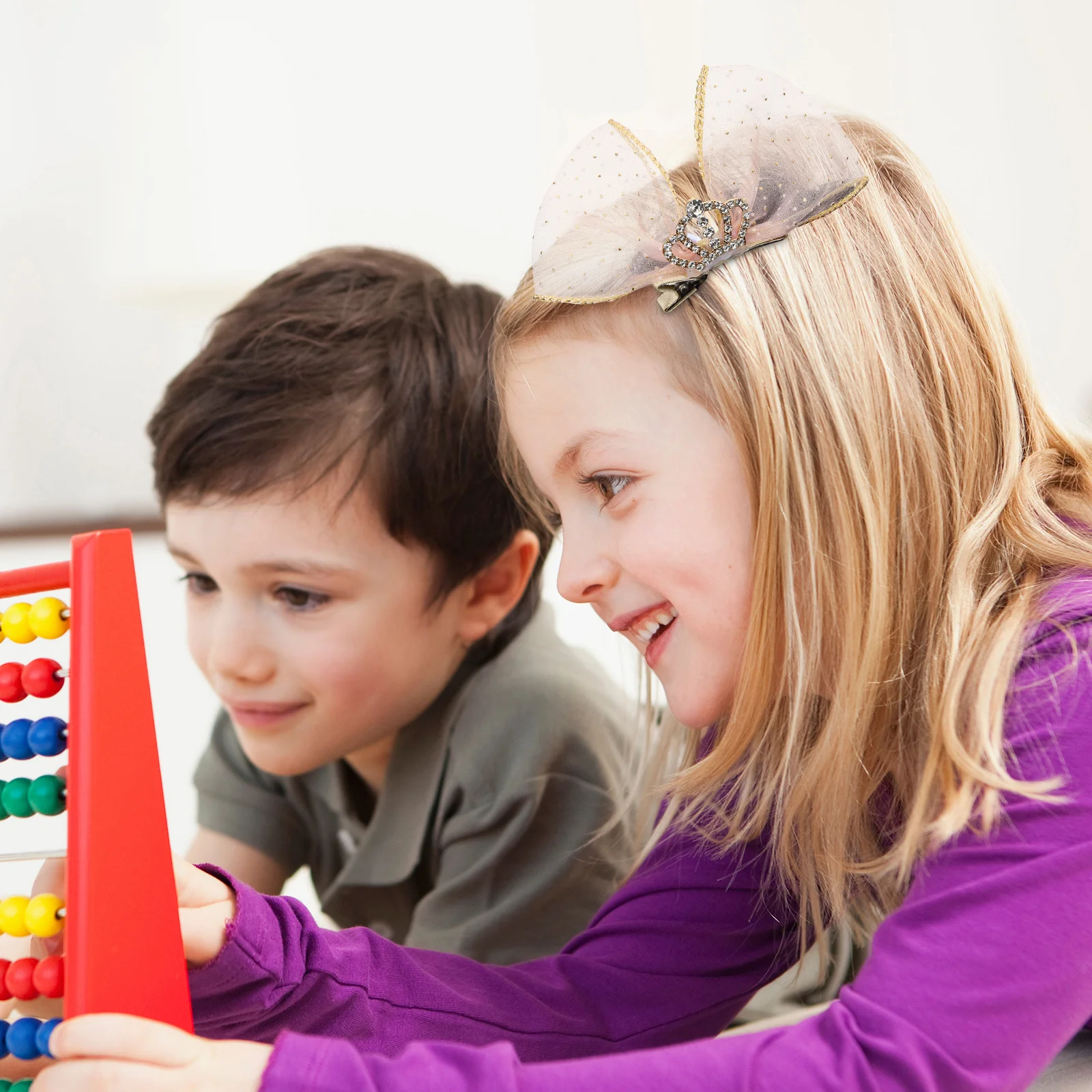 Horquillas con lazo para niña, pinzas para el pelo de corona elegantes, lazos elegantes, accesorios para mujer para trabajo escolar, eventos de banquetes, 2 uds. - imagen 3