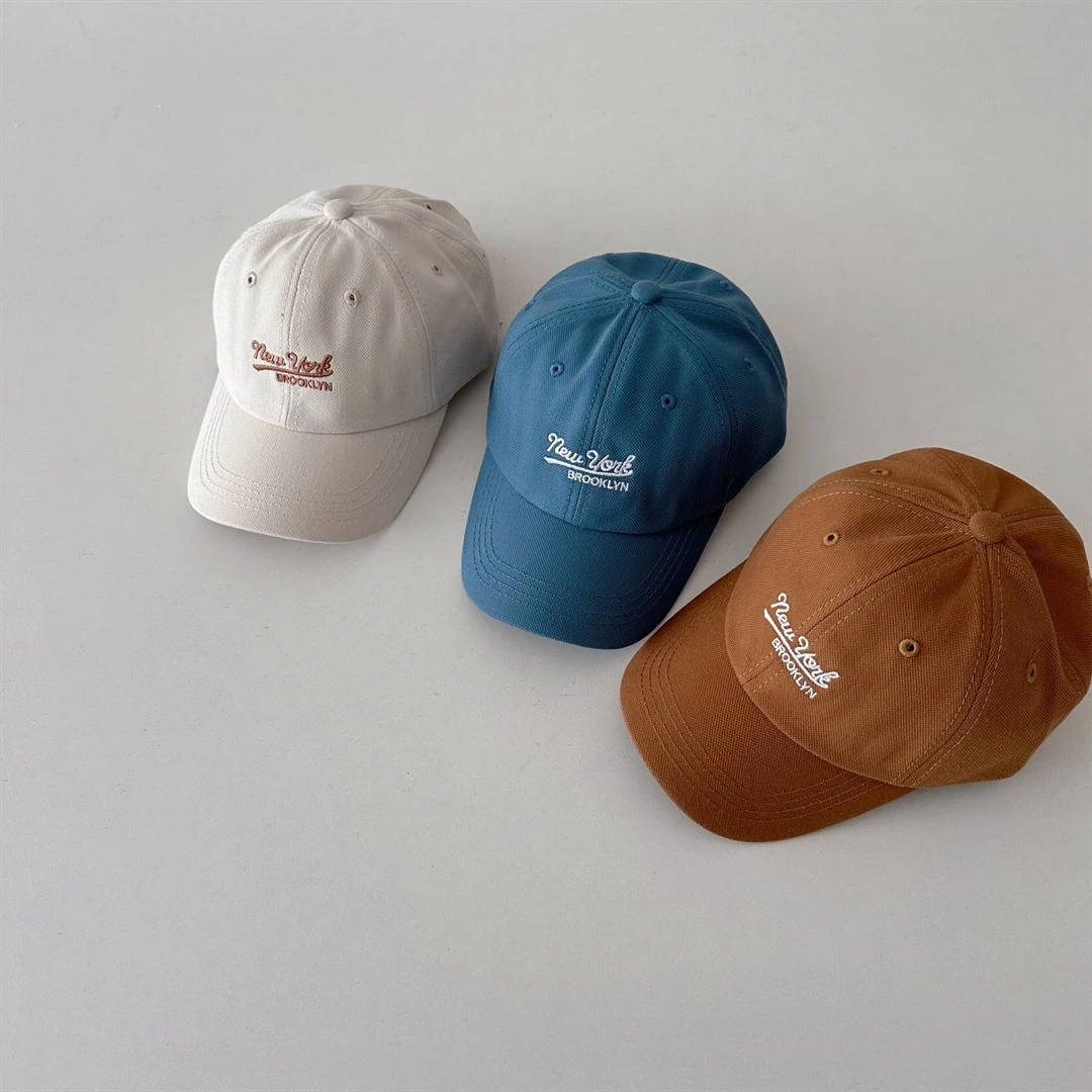 Gorras de béisbol para niños y niñas, sombrero de sol con letras bordadas de algodón transpirable, gorra con visera de pico de pico de pato ajustable para gorras al aire libre - imagen 3