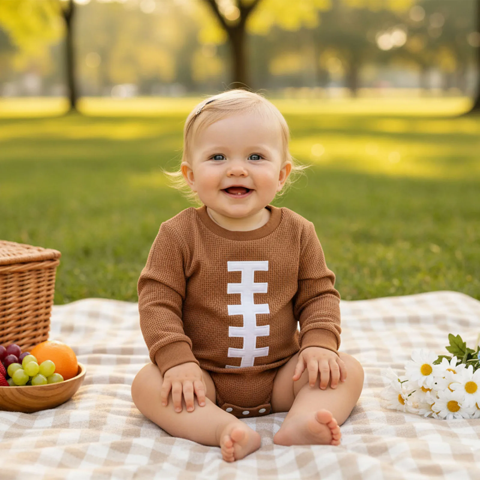 Suefunskry Mameluco de burbujas para bebé, primavera y otoño, estampado de fútbol, manga larga, cuello redondo, mono tipo gofre para niños y niñas - imagen 4