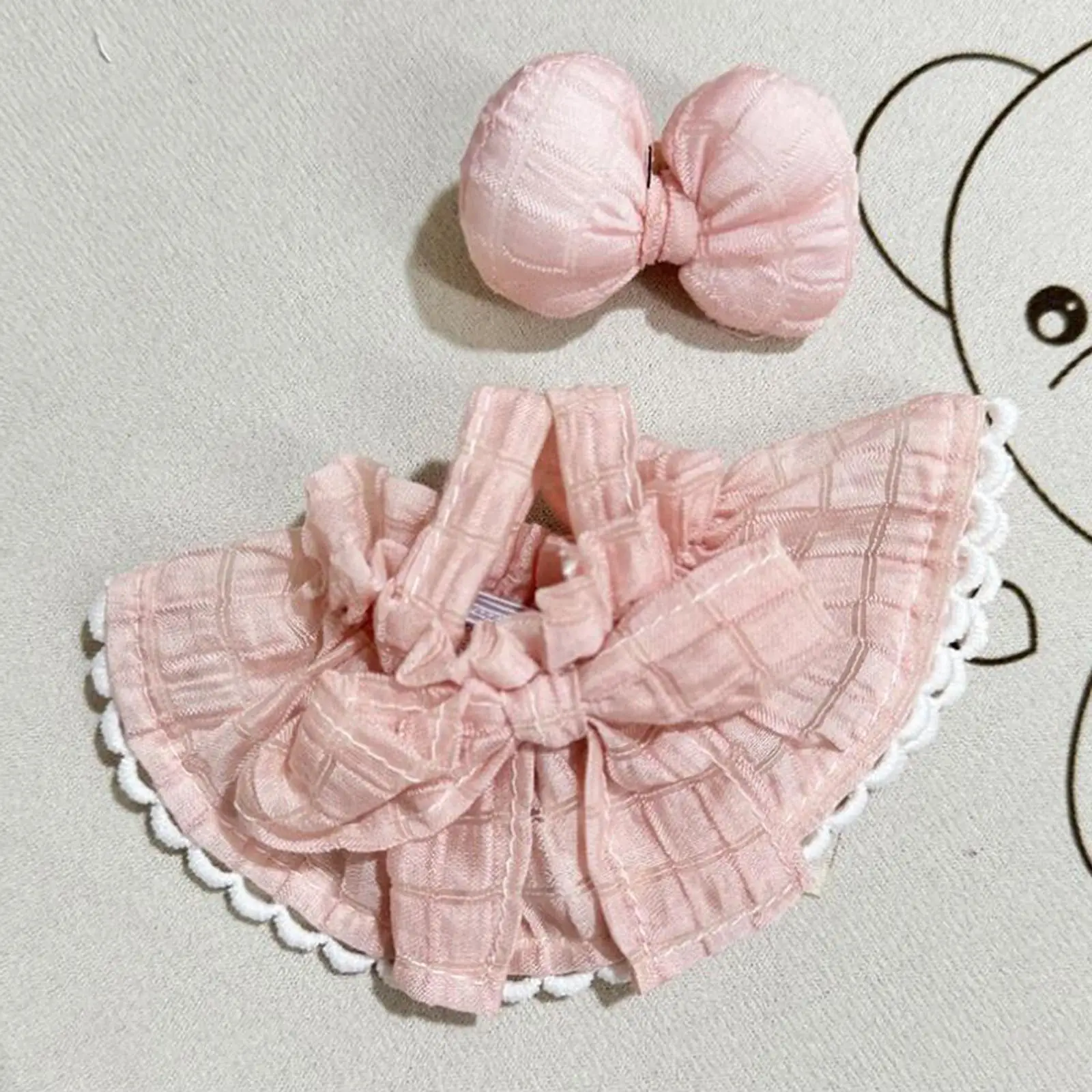 3Pcs Dolls Dress with Hat Bow Hairpin for 15-17cm Dolls Dress up Halloween Gifts