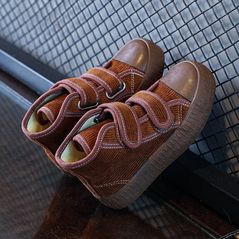 Zapatillas de deporte de pana para niño y niña, zapatos informales antideslizantes, zapatos de lona Retro para estudiantes, novedad de otoño - imagen 2