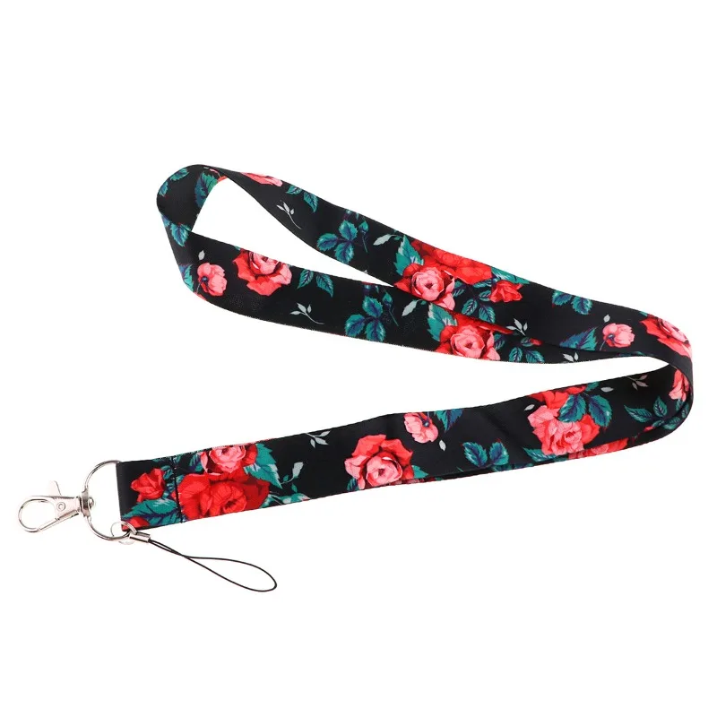Cordón de flores hermosas, correa para el cuello con hojas para tarjeta de identificación, correas para teléfono móvil, soporte para insignia, cuerda colgante DIY, accesorios para el cuello - imagen 4