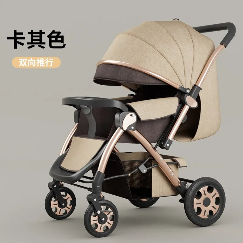 Torno de cochecito, asientos multifuncionales y tumbado, carrito portátil plegable para bebés de 0 a 4 años