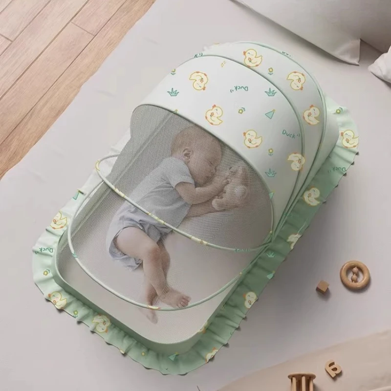 ‌ 아기 침대 안전 모기장 풀 커버 3-in1 어둠 방지 통기성 메쉬 낙하 방지 암호화 육각형 신생아용 방충망 - imagen 4