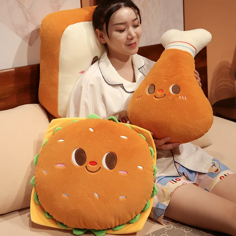 Peluche hamburguesa de dibujos animados con cara sonriente - imagen 5