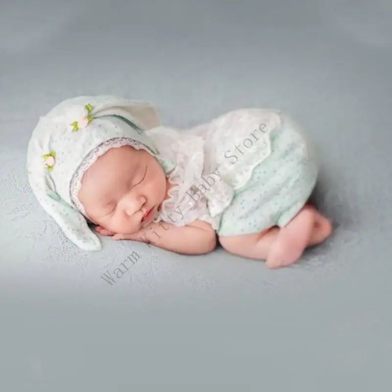 XXFE Baby Girls Retrato atuendo tul falda con oreja animal gorro algodón recién nacidos fotográficos - imagen 3
