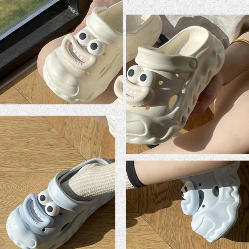 Zapatillas de dibujos animados para mujer, zapatos de calle para interiores, zuecos de moda de EVA suave, suela gruesa, punta cerrada, sandalias de plataforma para mujer - imagen 2