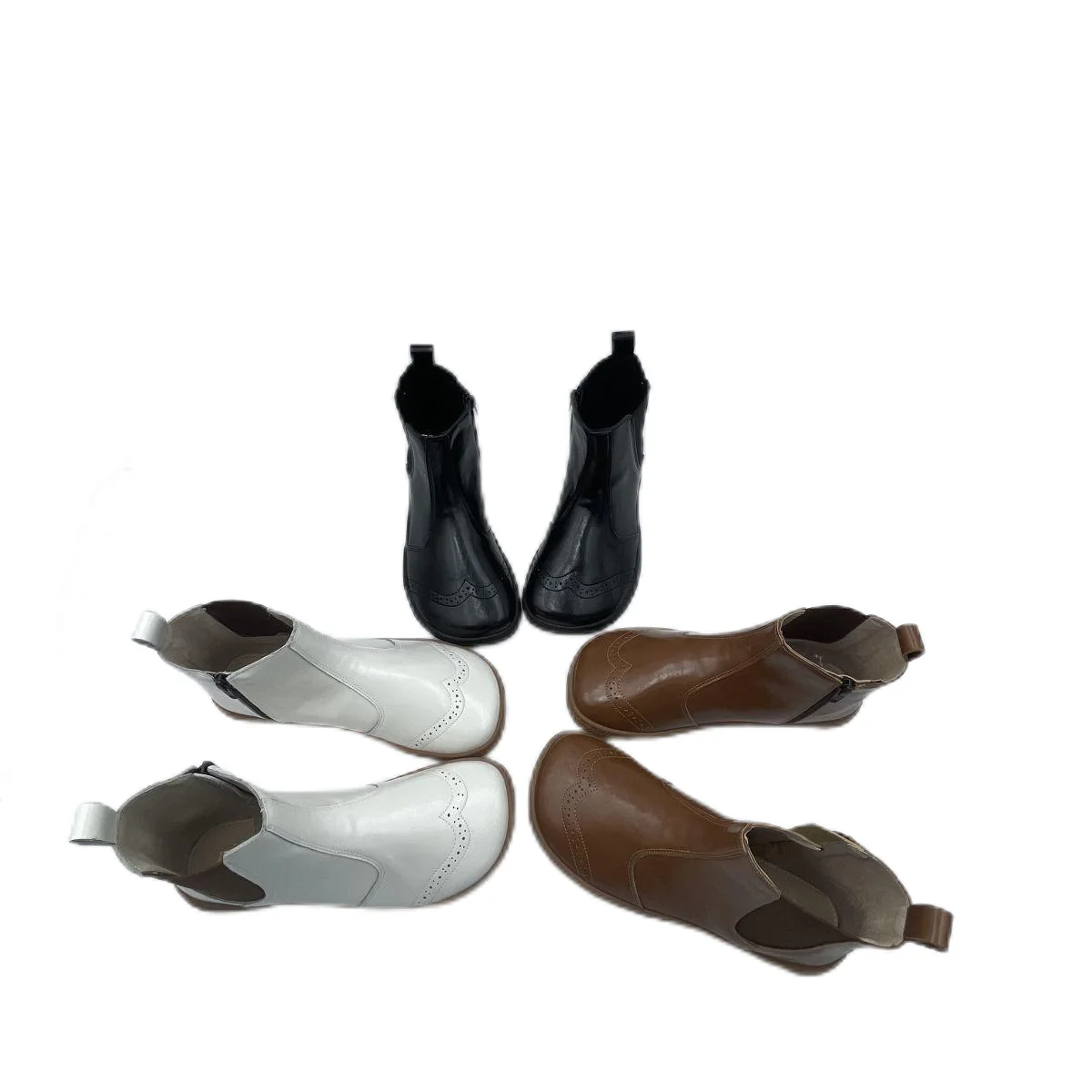 Tipsietoes Chelsea botas de cuero genuino de otoño descalzas con forro de cuero en el interior de las mujeres caja de dedos más ancha suela de caída suave cero