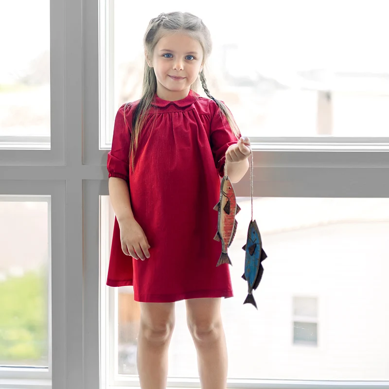 Ali Plus SS25 vestido de mezclilla roja para niña - imagen 5