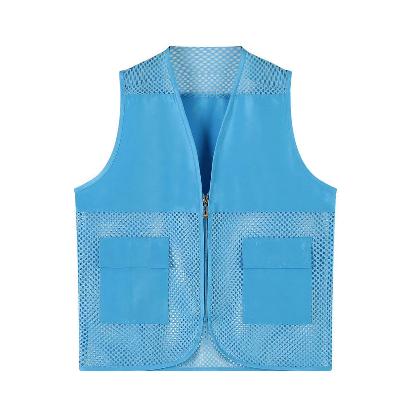 Chaleco de malla ahuecado para niños y niñas, chaqueta con cremallera, cuello en V, Tops sin mangas, uniforme de Actividades de campamento escolar - imagen 5