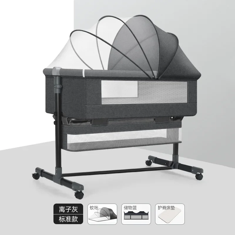 Cama de bebé plegable multifuncional, cama de cuna portátil para recién nacido, cama de bebé para niños, cama King empalmada - imagen 2