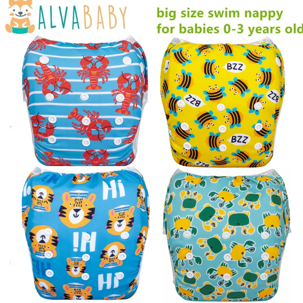 U Pick ALVABABY Pañal de natación de gran tamaño Pañal de natación reutilizable Traje de baño de moda fresco para bebés de 0 a 3 años - imagen 3