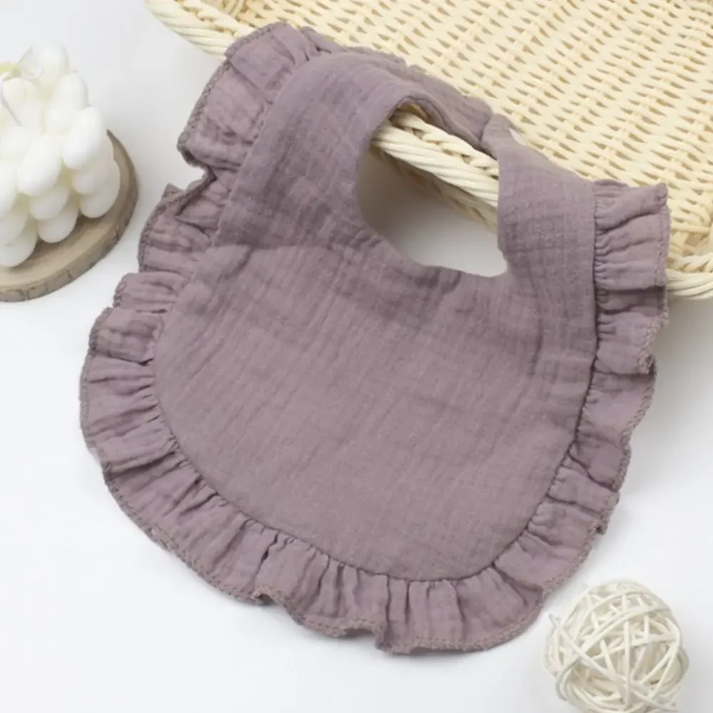 Baberos de muselina suave de alta calidad, Bandana absorbente con volantes, Baberos para baba, babero de Saliva para recién nacidos de color sólido, para niños y niñas - imagen 4