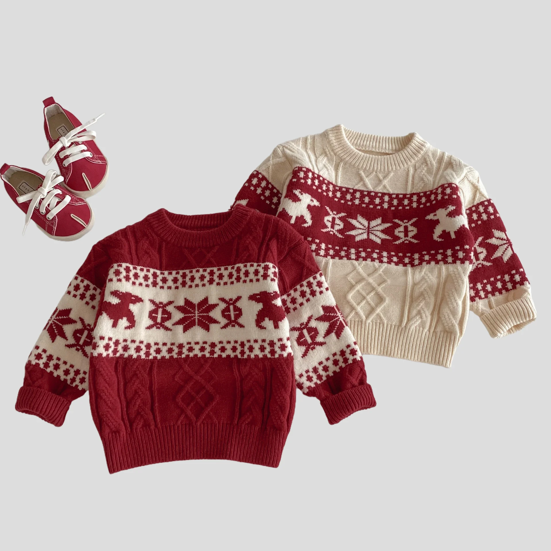Jersey navideño infantil de punto con copos de nieve - imagen 4