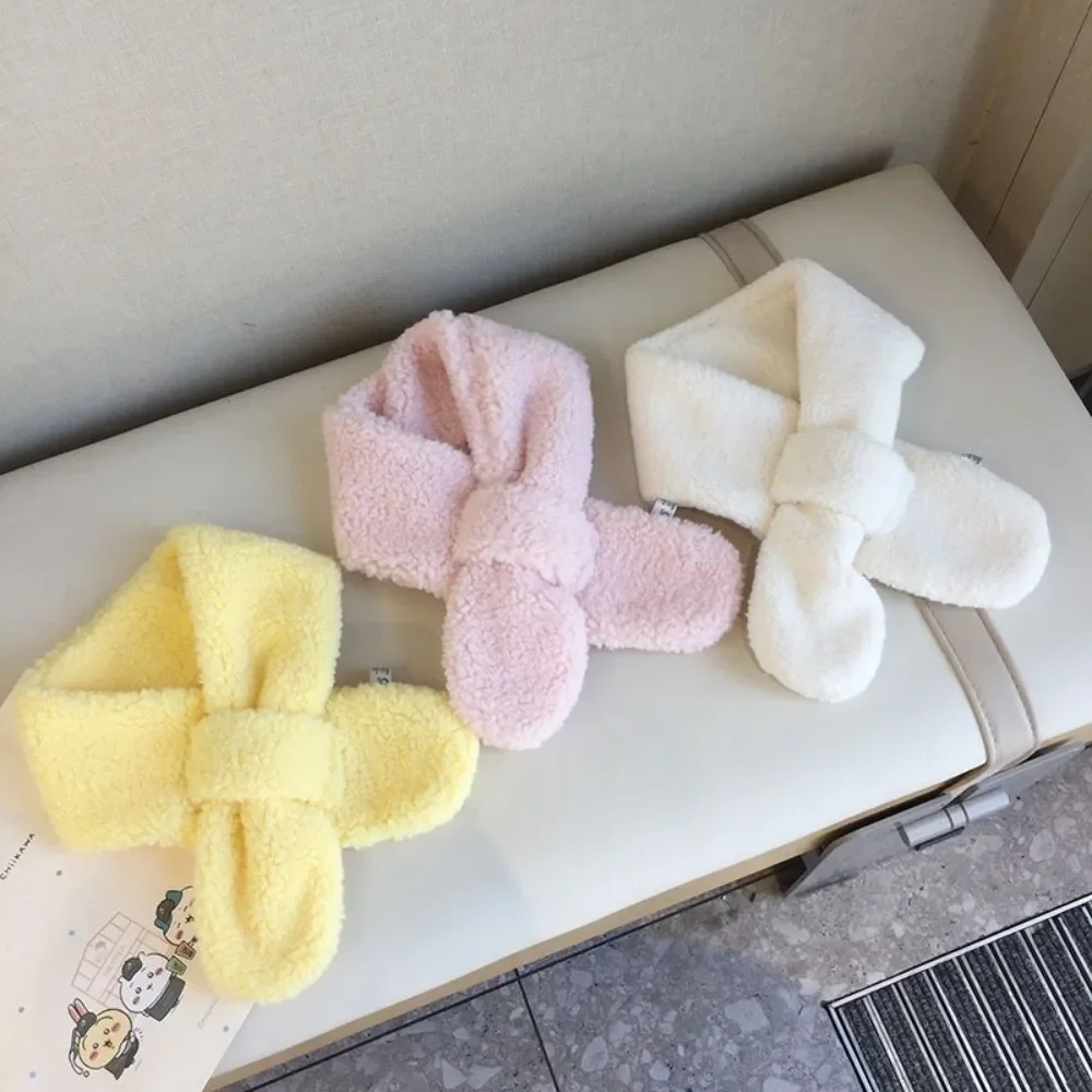 Bufanda de invierno cálida a la moda para niños, bufanda suave de lana de cordero, chal grueso bonito para niños, bebés y niñas