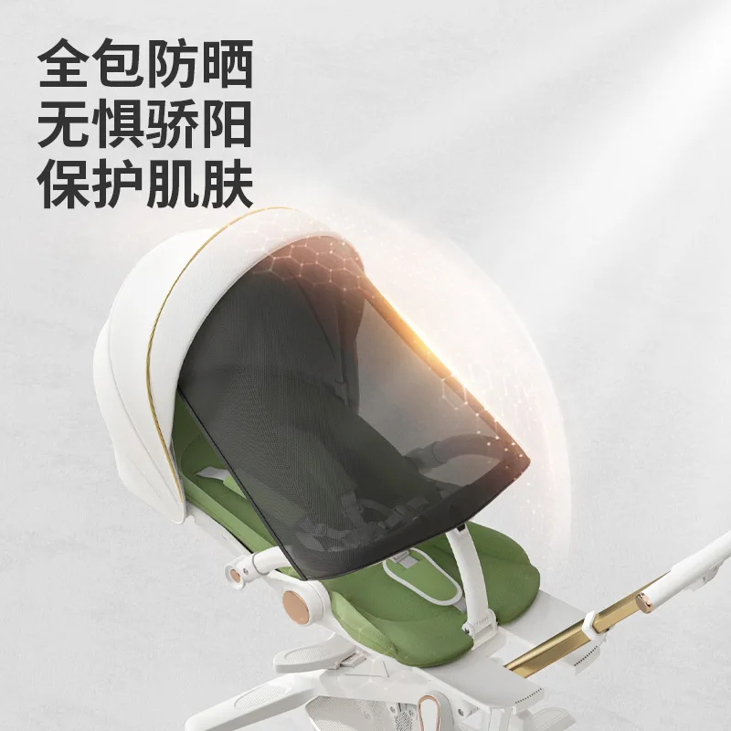 Cochecito de bebé, carrito para caminar, ligero, plegable, paisaje alto para sentarse, tumbado, carrito de bebé de empuje manual para niños - imagen 3