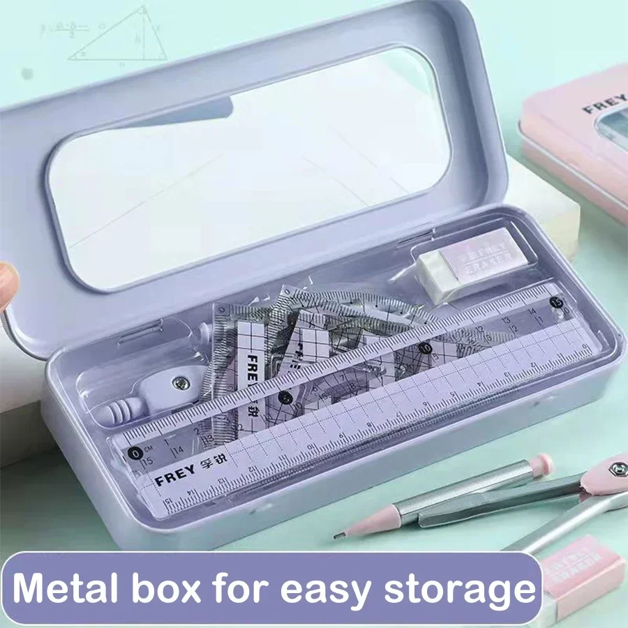 7 unids/set regla geométrica matemática herramientas de dibujo multifuncionales para estudiantes útiles escolares papelería de diseño de ingeniería duradera - imagen 3