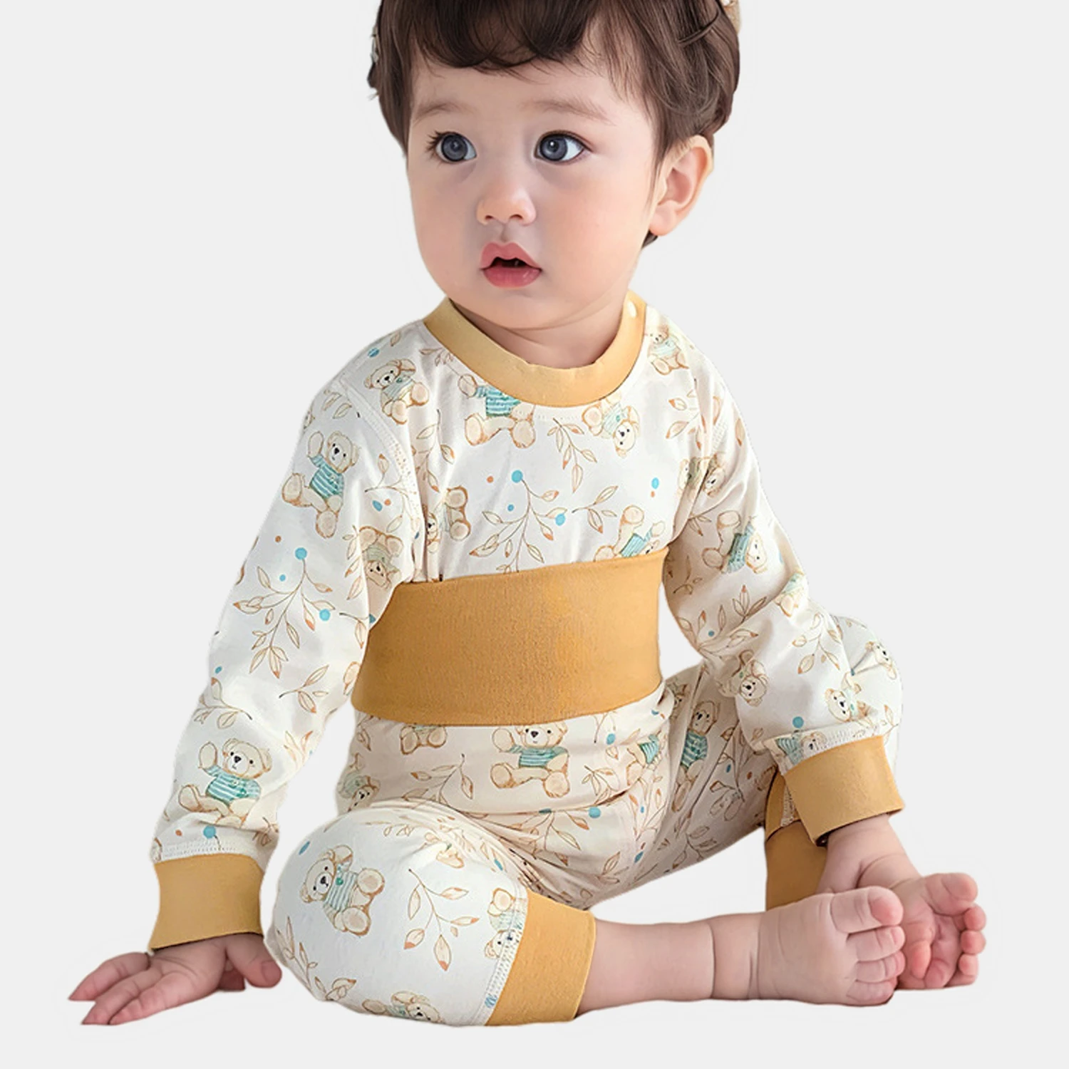 Conjunto de pijamas para bebé, ropa de casa infantil con estampado de animales, traje Floral de cintura alta, 2 piezas
