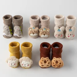 Calcetines de suelo para bebé, calcetines de invierno para recién nacidos, suela antideslizante de algodón, bonitos calcetines de dibujos animados para niños de 0 a 3 años
