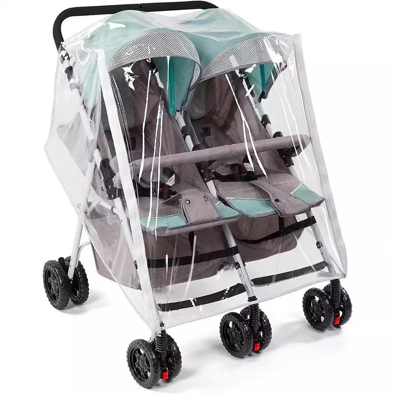 Cubierta impermeable para cochecito doble, impermeable Universal de Material EVA grueso para cochecitos dobles, accesorios para cochecito