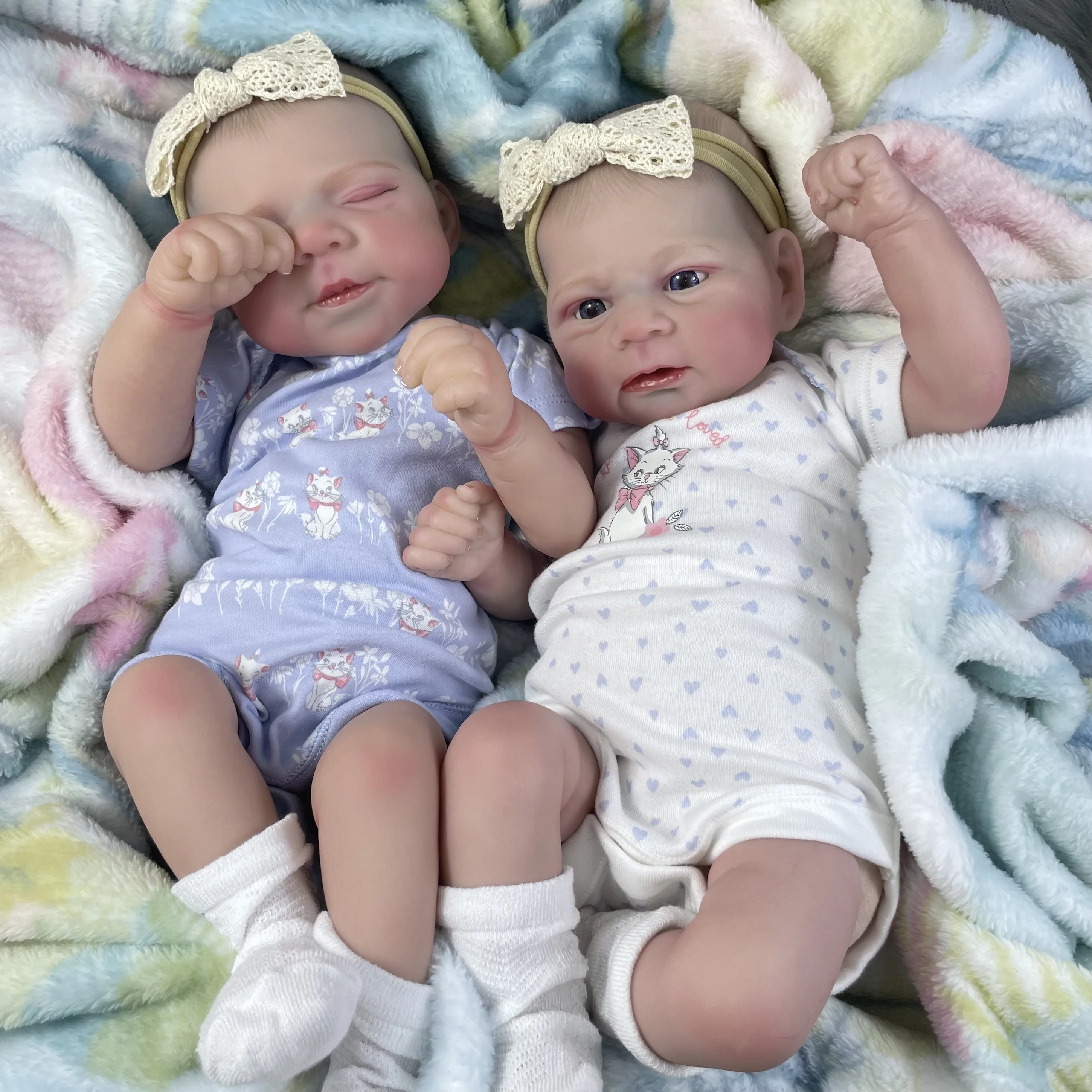 Muñecas Reborn realistas y adorables de 17/18 pulgadas, cuerpo de tela Pascale y Elijah, gemelos, muñeca recién nacida - imagen 2