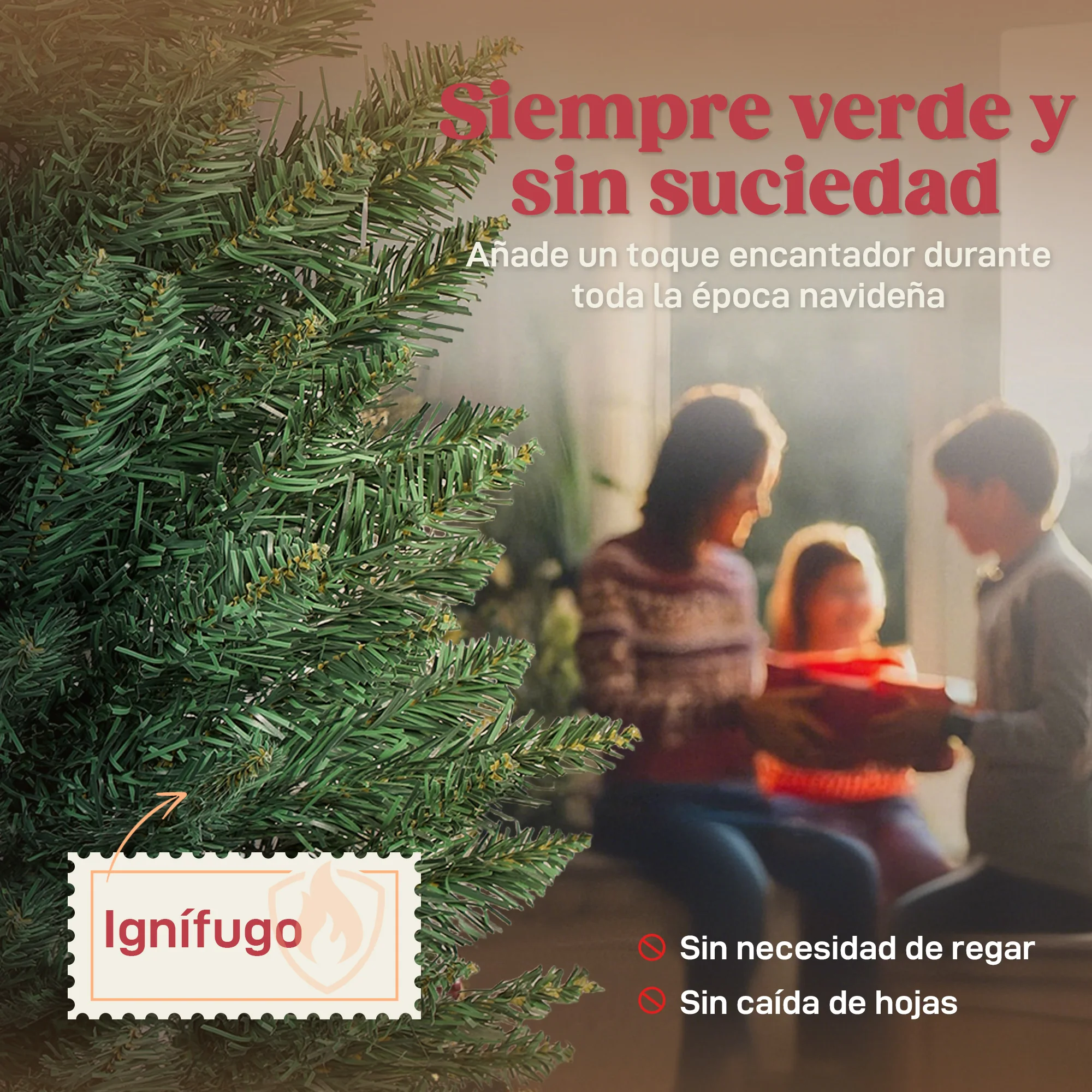 HOMCOM Árbol de Navidad Estrecho, Árbol de Navidad Artificial con Ramas, Soporte Metálico, Fácil de Montar, Decoración para Interior, Hogar, Oficina, Verde - imagen 4
