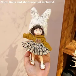 Abrigo de suéter, ropa para muñeca BJD 1/8 1/12 con sombrero, bonito vestido para muñeca, accesorios informales para muñeca de estilo otoño e invierno para muñeca de 15-22cm