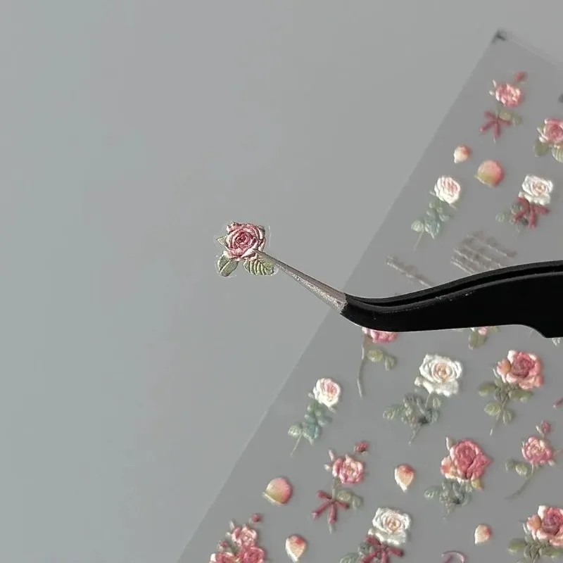 5 uds. De calcomanías planas mate de rosas secas Vintage estéticas, varilla de bolígrafo para decoración DIY - imagen 4