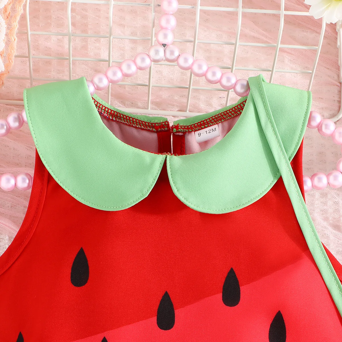 Vestido de verano para niña con bolso - Estilo princesita rojo - imagen 4