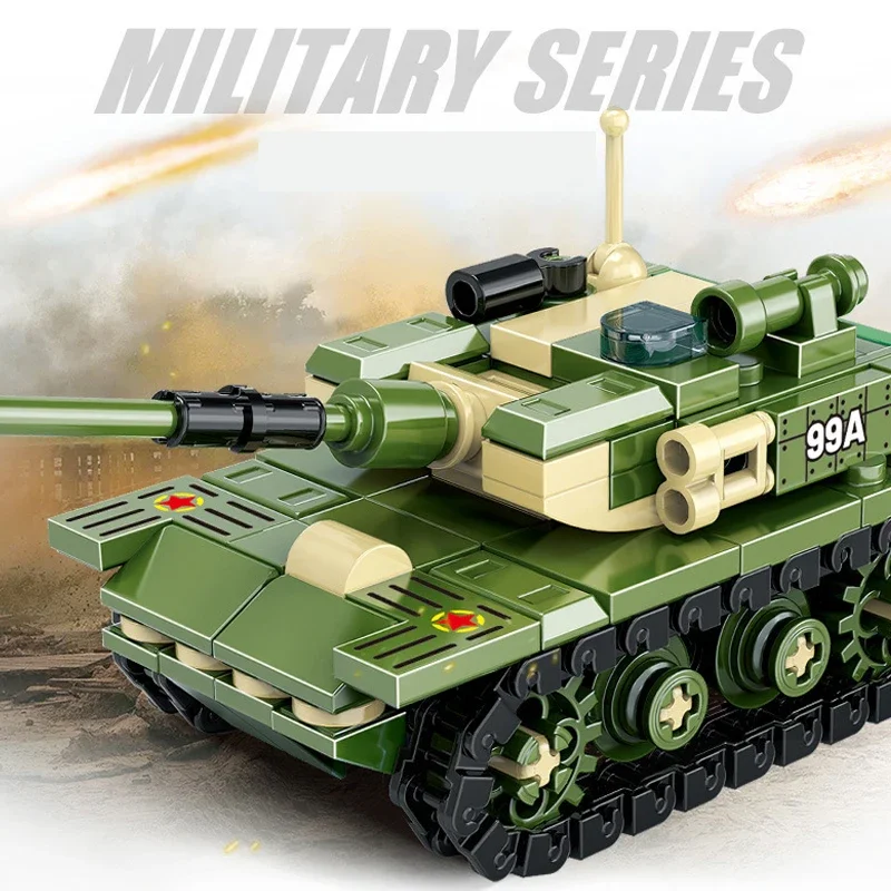 Kits de bloques de construcción de tanque de batalla principal 99A, tanque de tigre, modelo clásico militar, bloques de construcción, juguetes para niños, regalos de navidad - imagen 4