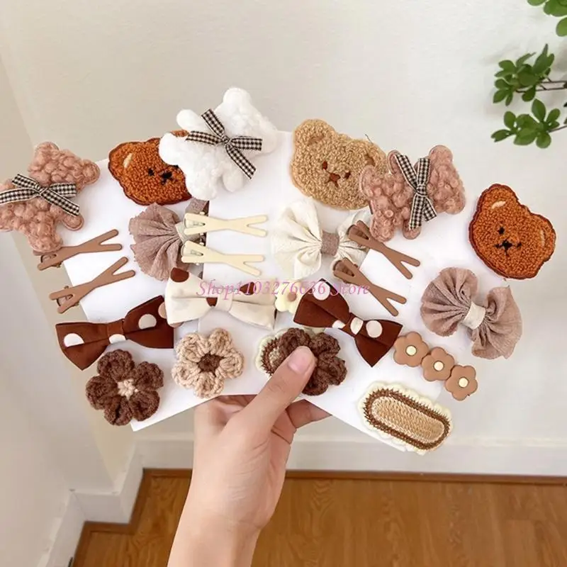 R6FD 9pcs 소녀 헤어 클립 세트 활 바레트 소녀 아이 헤어 클립을위한 귀여운 머리 바레트 - imagen 3