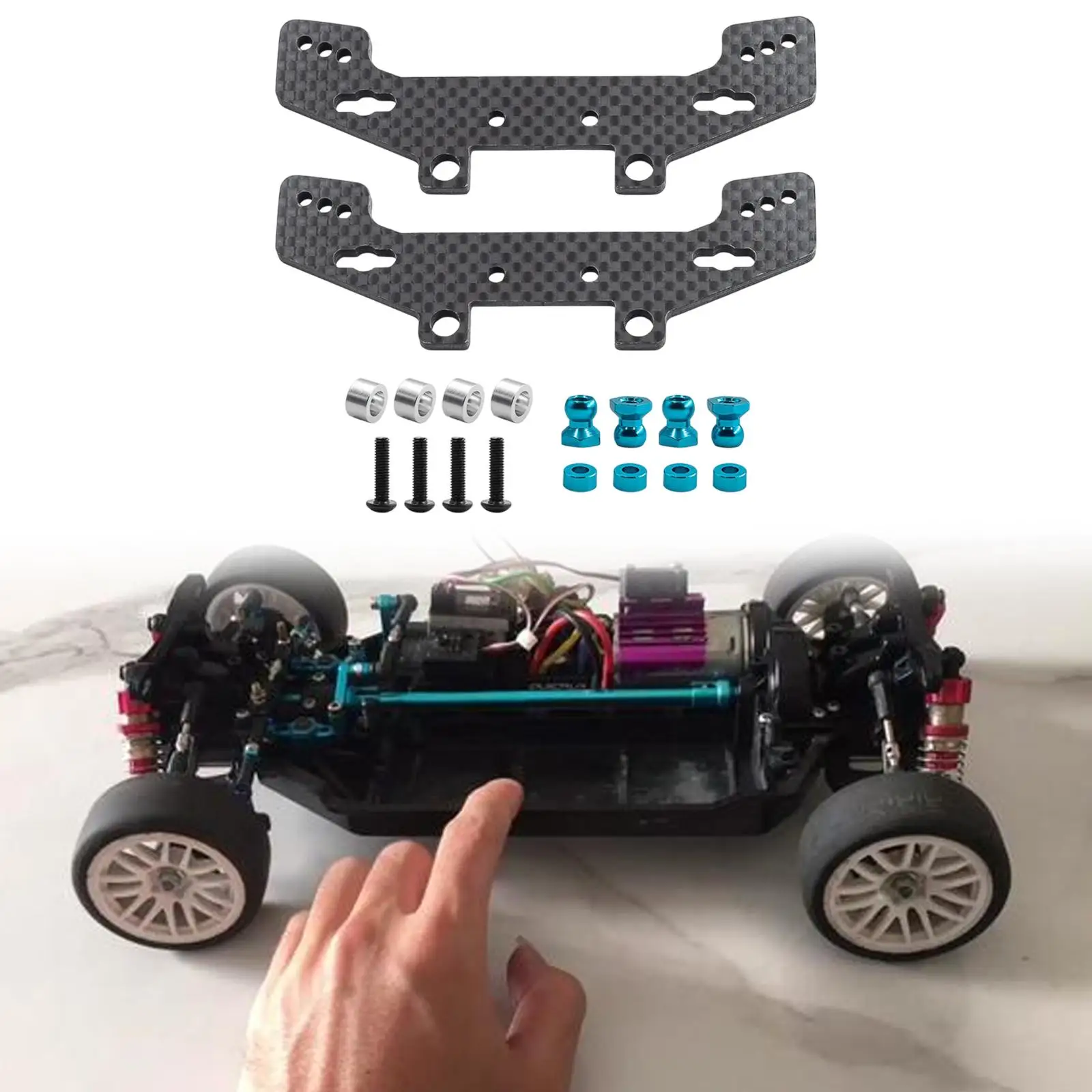 2Pcs 1/10 RC Car Shock Absorber Tower Professional Front Rear for TT02 TT02R