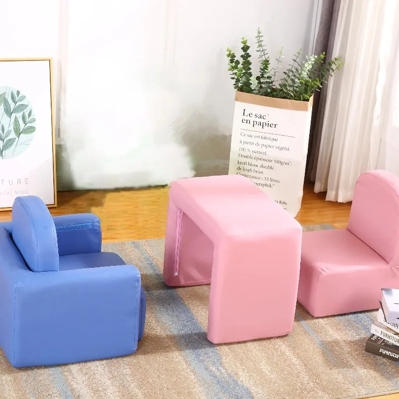 Sofá infantil de piel sintética con mesa lectora moderna para niños - imagen 2