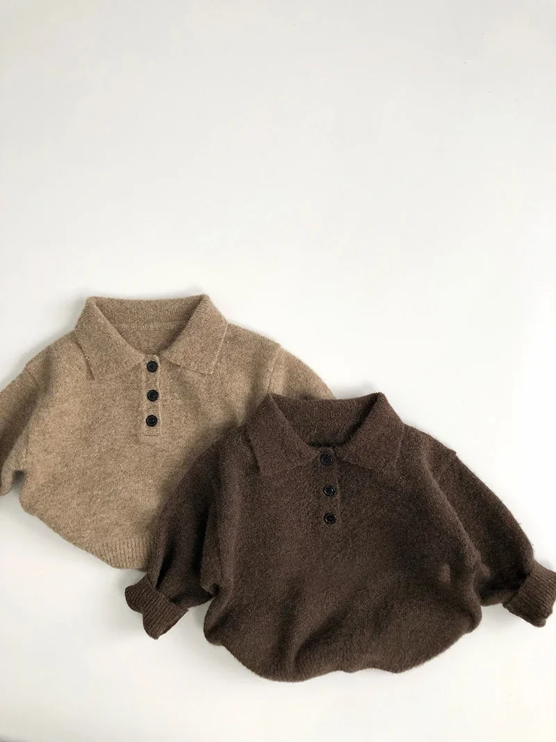 Otoño Invierno estilo Retro cuello vuelto cálido suéter Polo de punto para 1-6 años de espesor acogedor niños y niñas prendas de punto Pollover - imagen 3