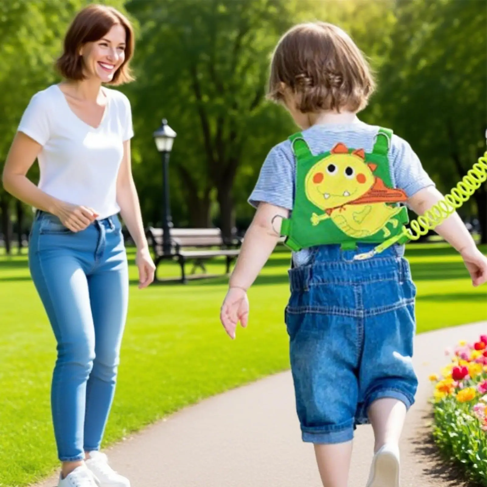 Arnés reflectante dinosaurio con correa y pulsera para niños - imagen 5