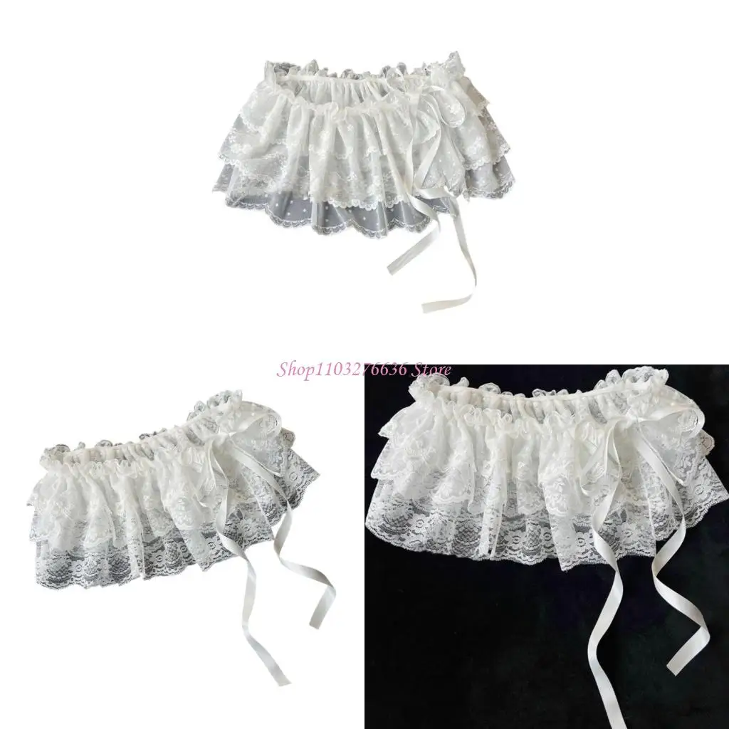 R6FD Ballet inspirado en encaje encaje para bebés Cortina pedos para niñas para niñas con elegantes detalles y tela