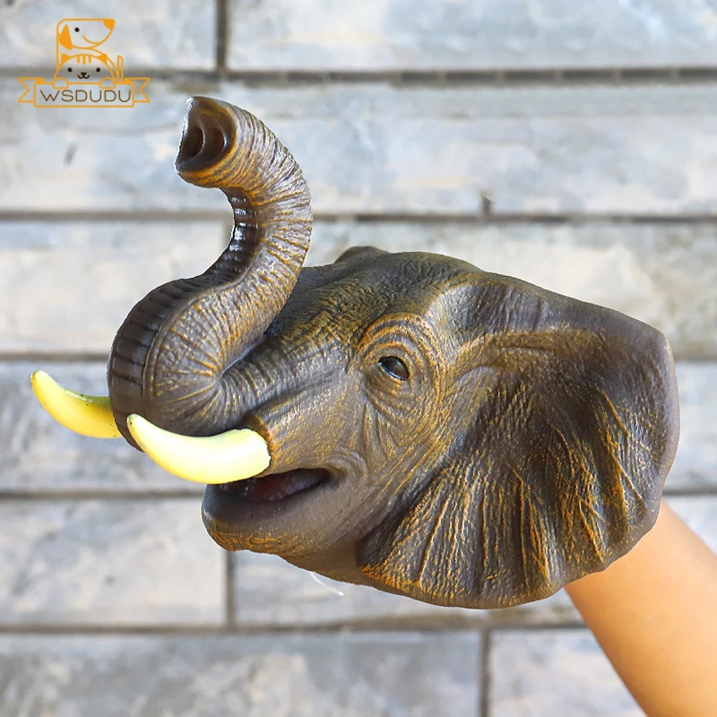 Marioneta de mano de elefante realista, cabeza grande, Animal, guante suave, juguete, juego de rol, interactivo, educativo, divertido, broma, regalo para niños y adultos