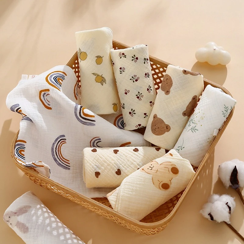 Toallitas de gasa para bebé suaves y absorbentes con estampados