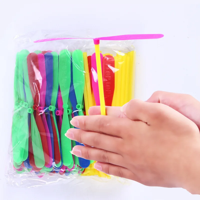 Hélice de libélula de bambú de plástico, juguete clásico para exteriores, flecha voladora giratoria, Multicolor, Color aleatorio, 98 piezas, novedad - imagen 4