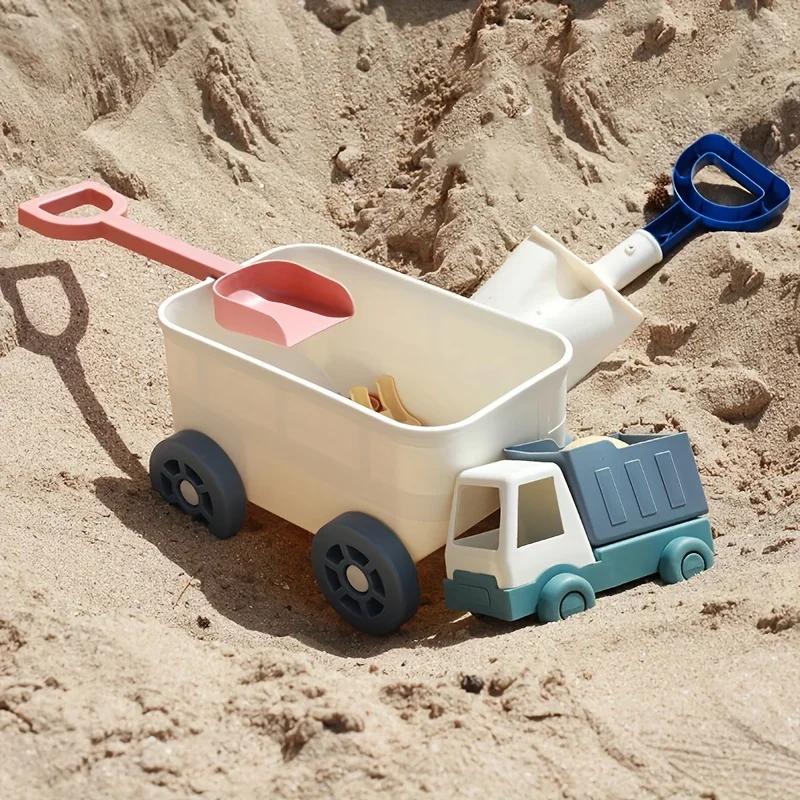 Juguetes de playa, juguetes de arena para niños con camión, coche, pala de arena, rastrillo, caja de arena, juguetes para niños pequeños, niños, cocina, juego de simulación, cocina - imagen 4