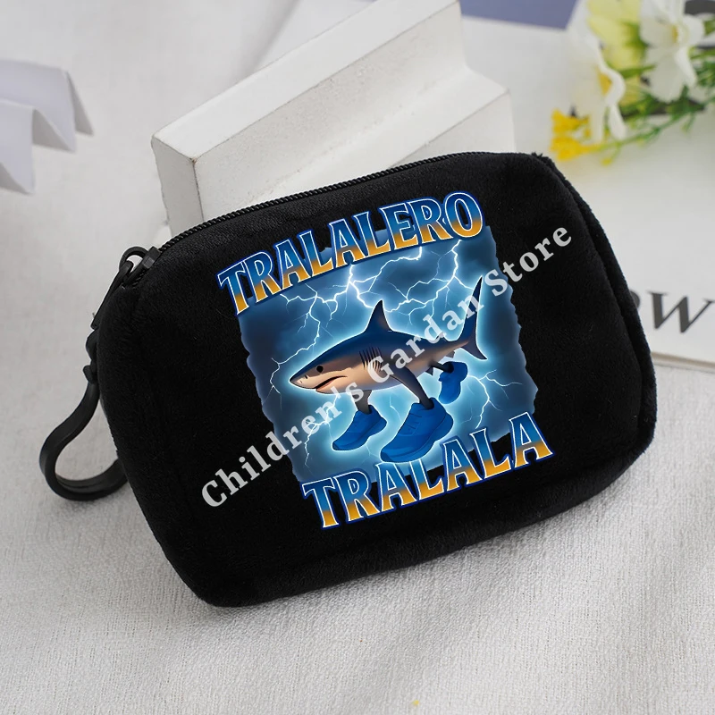 Monedero de felpa italiano Brainrot para niños, billetera portátil Tung Tung Sahur Telala, bolsa de almacenamiento de tiburón divertida, regalos para niños - imagen 3