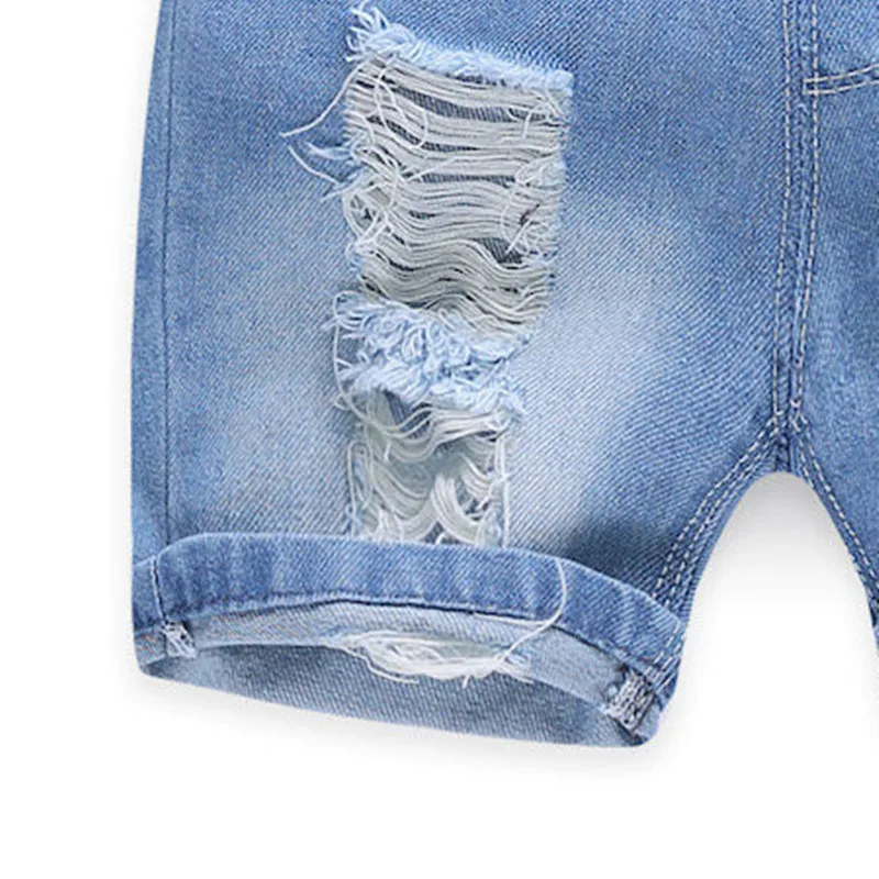 Pantalones de verano para niños, pantalones cortos vaqueros rasgados para bebés, novedad de verano 2025, pantalones sueltos de cinco cuartos para niño, tendencia de 90-140cm - imagen 3