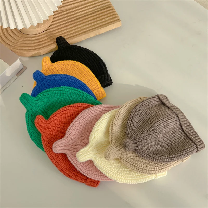 Gorros coreanos de lana de Color caramelo para bebés, gorros de lana para primavera y otoño, gorros de punto cálidos para exteriores, gorro para recién nacidos, accesorios para niños y niñas - imagen 2