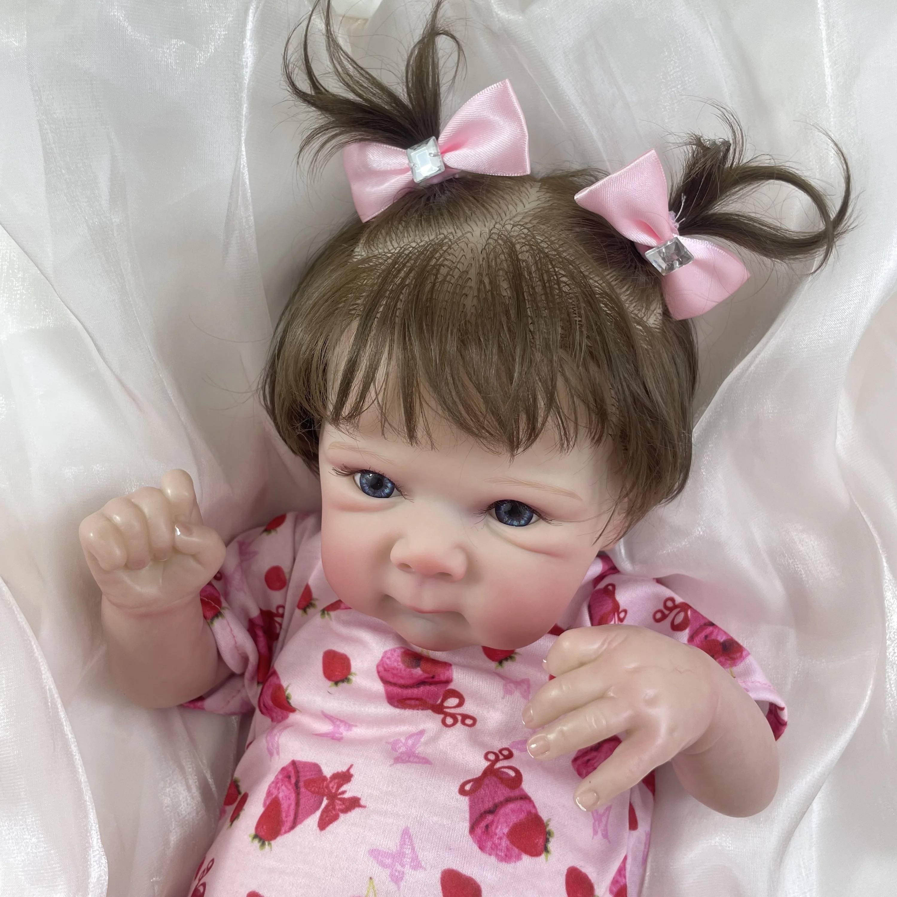 Muñecas de bebé Reborn con acabado de 19 pulgadas, recién nacido realista con trasplante de cabello, muñeca de venas visibles de piel 3D, regalo de Navidad - imagen 4