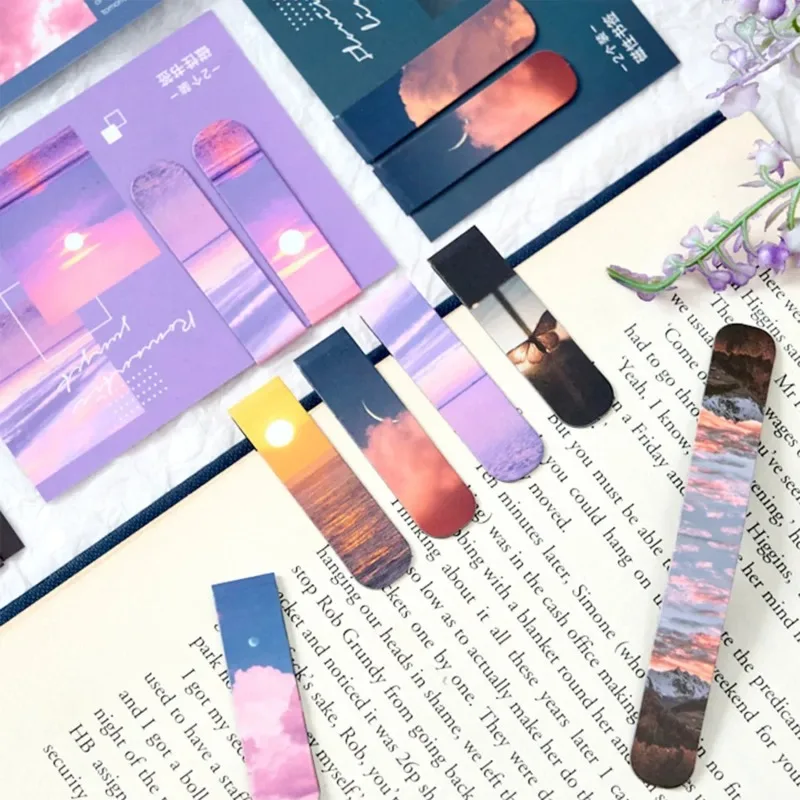 Marcapáginas magnético con paisaje de bosque marino, nubes de fantasía brumosa, para páginas, libros, lectores, regreso a la escuela, 2 uds. - imagen 3