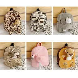 Mochila de animales del zoo para niños preescolar en felpa con peluche