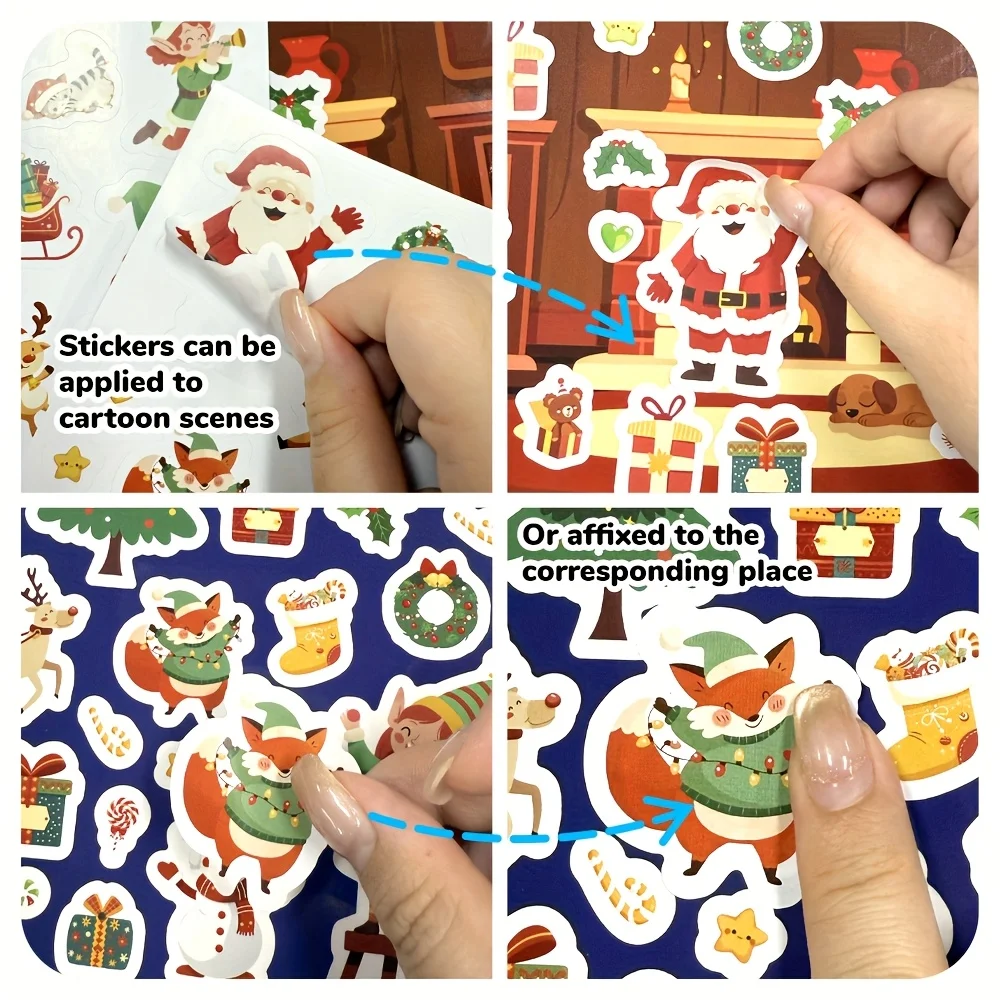 Pegatinas navideñas, paquete de pegatinas de muñeco de nieve de Papá Noel para niños y adolescentes, pegatinas navideñas para tarjetas de álbum de recortes, regalos de navidad - imagen 5