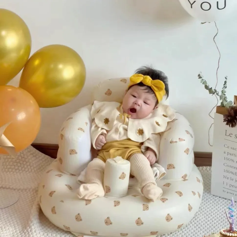 Asiento inflable portátil para bebés de 3 a 36 meses, asiento de sofá plegable para niños, para aprender a sentarse, alimentar, herramientas de Camping - imagen 3