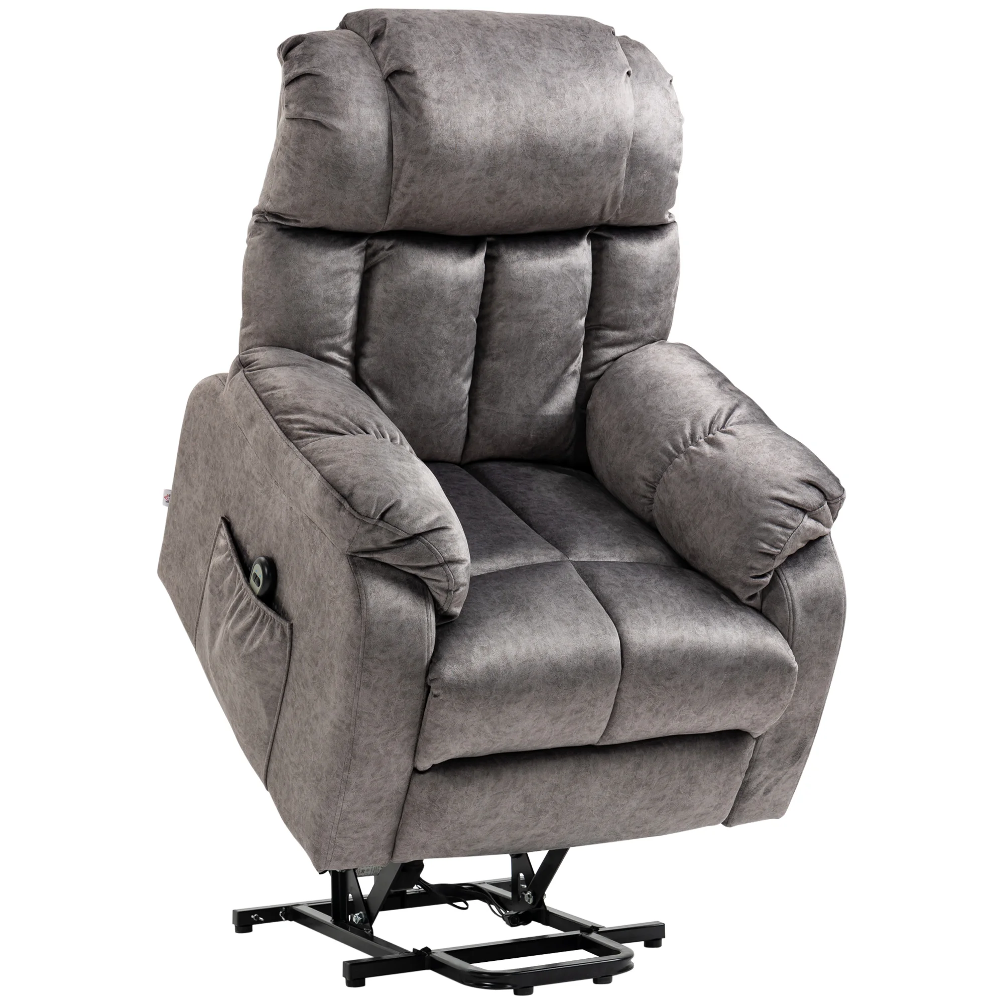 HOMCOM Sillón Relax Levanta Personas Eléctrico Silla Elevadora Eléctrica con Reposapiés 2 Bolsillos Laterales Mando a Distancia y Reclinación Eléctrica 135° 83x91x100 cm Gris